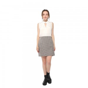 2020 modern check chino high waist mini skirt with zipper fastening women wholesale
