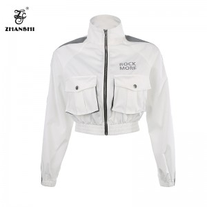 Custom Logo 2022 Safe Reflective Strap White Loose Pocket Women Blazer Long Sleeve Female Coats Ladies Outerwear Tops