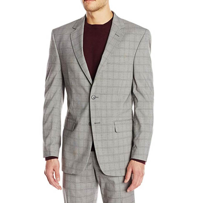 Blazer Men Casual Suit Jacket men blazer Wholesale Grey Plaid slim busniess fit Wedding tuxedo men Suits Featured Image