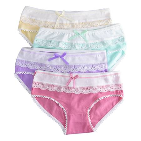 OEM/ODM China Underwear For Kids - Girls’ Organic Cotton Brief Underwear extra strength and durability Girls Knickers Briefs Kids Cotton Panties 4 Pack – Toptex detail pictures