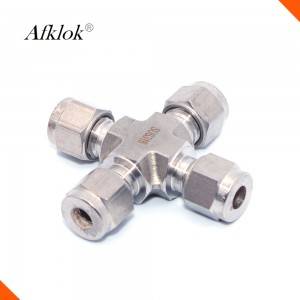 Stainless Steel OD Connection Compression 4 Way Cross Pipe Fitting