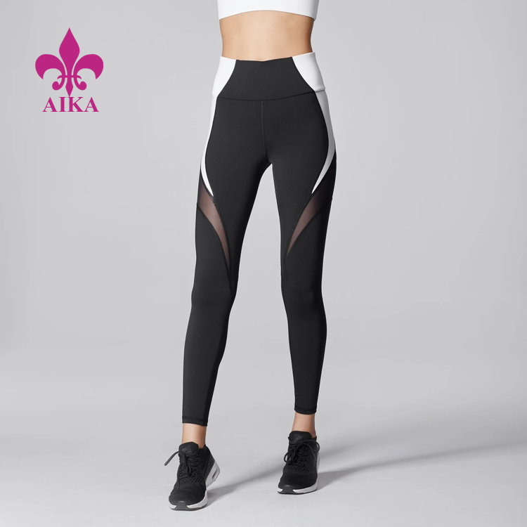 China Best Quality Running Wear High Waist Custom Track Pants Color Block  Women Yoga Leggings factory and manufacturers