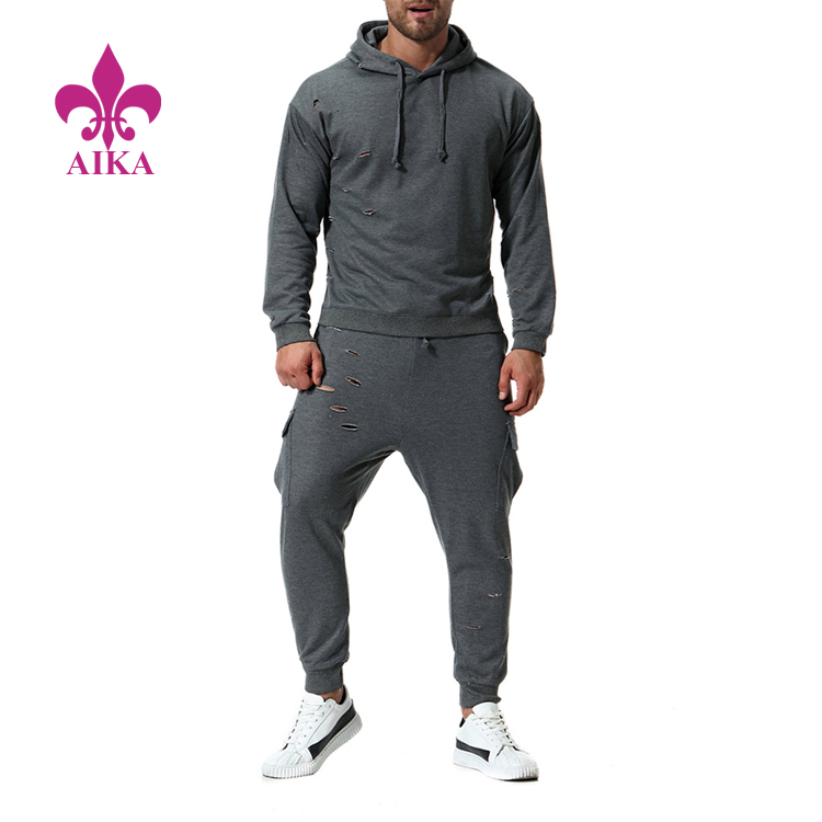 China Wholesale Sportswear Custom cotton polyester spandex gym tracksuits  for men factory and manufacturers