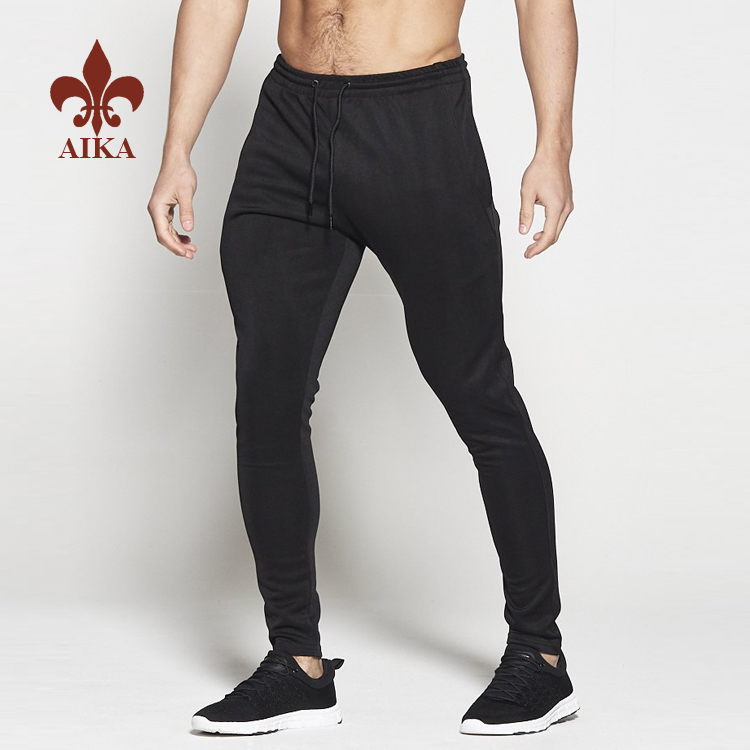 China Wholesale 90% polyester 10% spandex Dry fit black mens plain sports  sweat pants factory and manufacturers