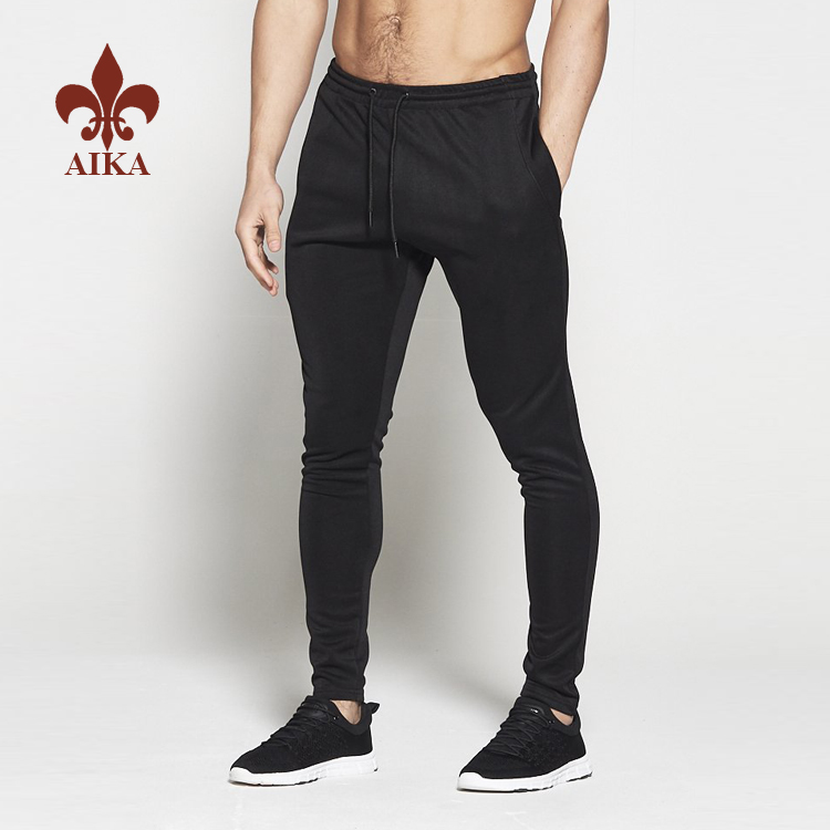 China Wholesale 90% polyester 10% spandex Dry fit black mens plain sports sweat  pants factory and manufacturers