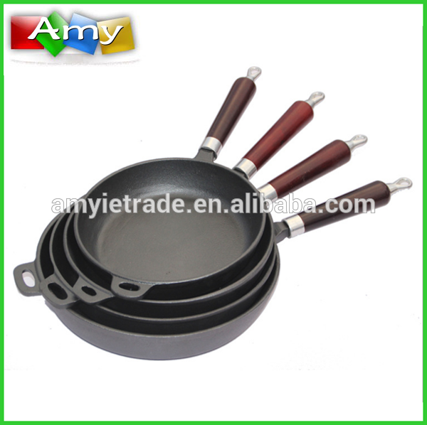Cast Iron Cookware Pan, Wood Handle Cast Iron Pan