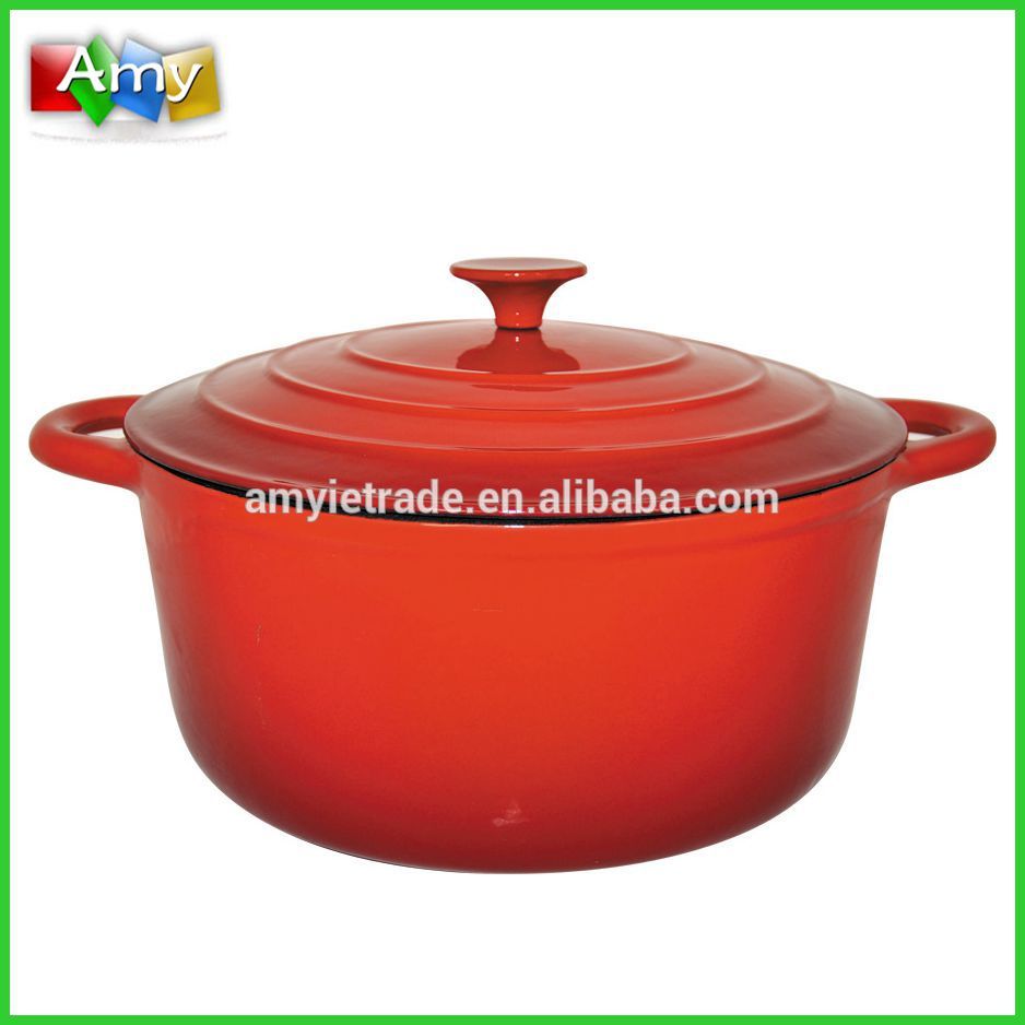 Cheap price Cast Iron Enamel Griddle Pan - SW-KA28Y Red Porcelain Coated Cast Iron Stock Pot, Enamel Cast Iron Cookware – Amy