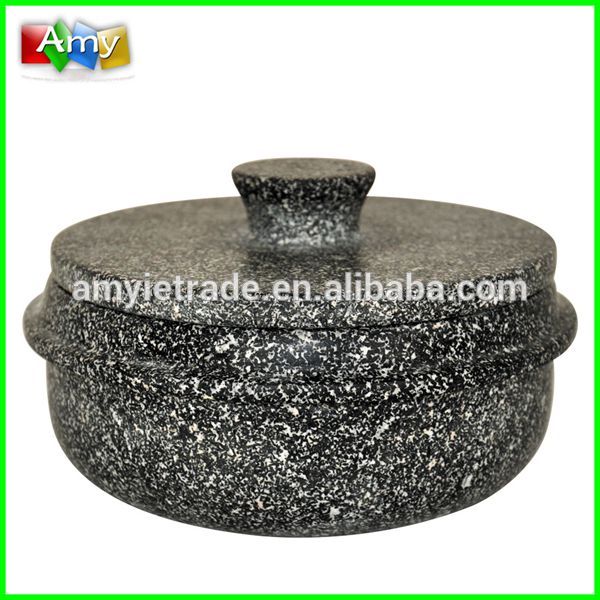 SM713 natural granite stone pot with cover