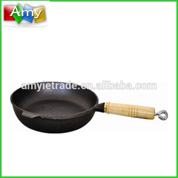 Chinese wholesale 3 Piece Enamel Cast Iron Frying Pan - cast iron fry pan with long wooden handle,Cast iron cookware – Amy