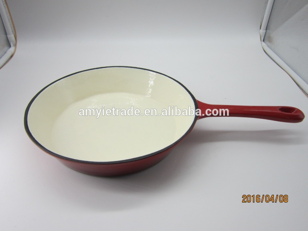 24cm cast iron color enamel fry pan/cast iron cookware