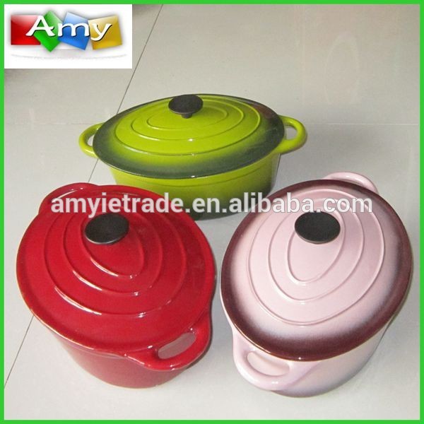 colorful enamel cast iron cookware set