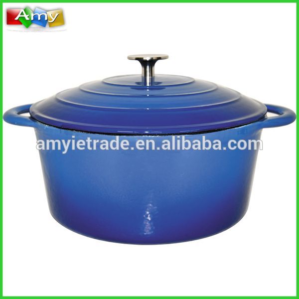 Manufacturing Companies for Scented Soap Wedding Gift - SW-KA24Y/26Y/28Y Blue Cast Iron Cookware Casserole With Stainless Steel Knob – Amy