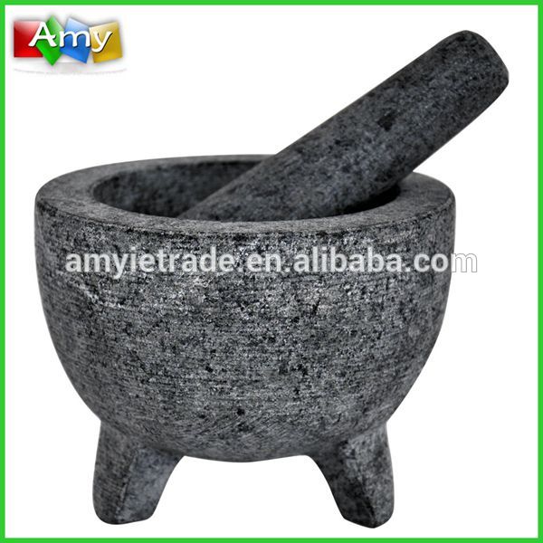 Factory directly supply Monkey Pod Wood With Iron Steel - SM724 three legged natural granite stone mortar and pestle set – Amy