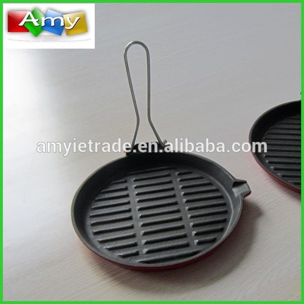 Foldable Handle Cast Iron Grill Pan