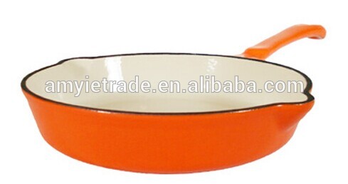 Factory directly supply Customized Pattern Porcelain Enamel Casserole - orange enamel cast iron round skillet – Amy