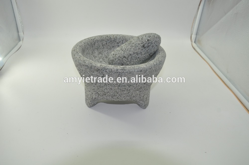 3 leg granite stone mortar and pestle set