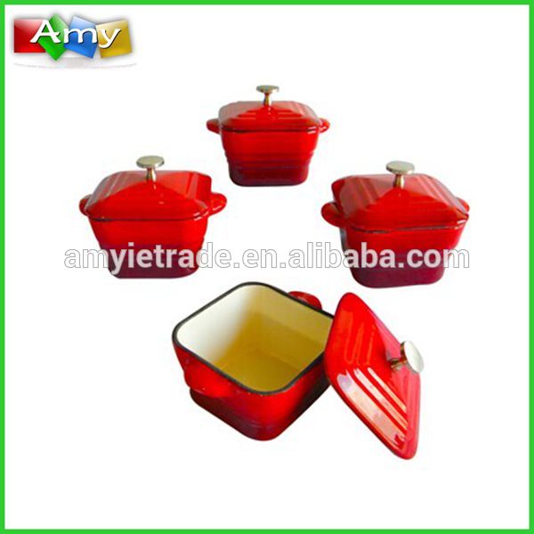 Lowest Price for Stainless Steel Vacuum Cup With One Touch Lid - Red Enamel Cast Iron Mini Square Casserole – Amy