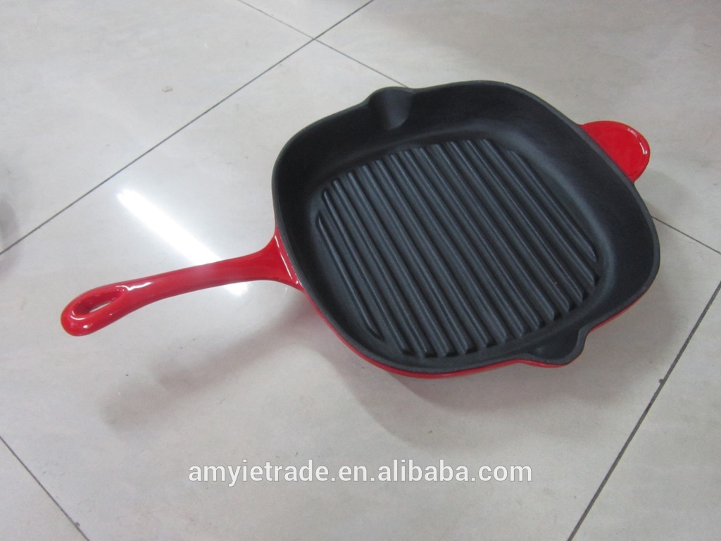Ordinary Discount Cast Iron Griddle/grill With Handle - cast iron enameled fry pan/cast iron cookware – Amy
