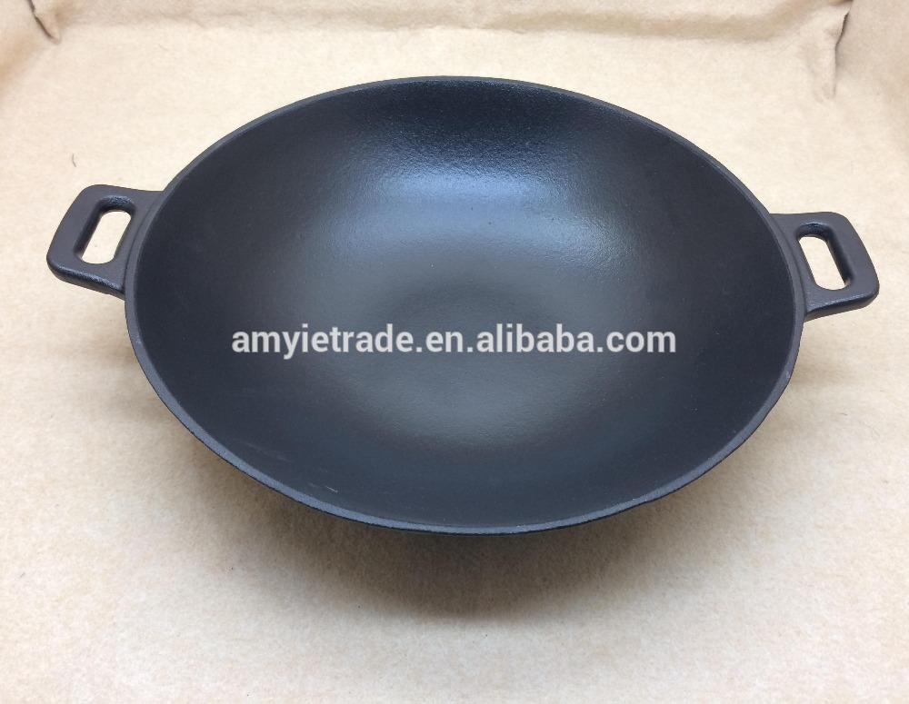 Wholesale Price Granite Stone Cookware Sets - Preseasoned Cast Iron China Wok – Amy