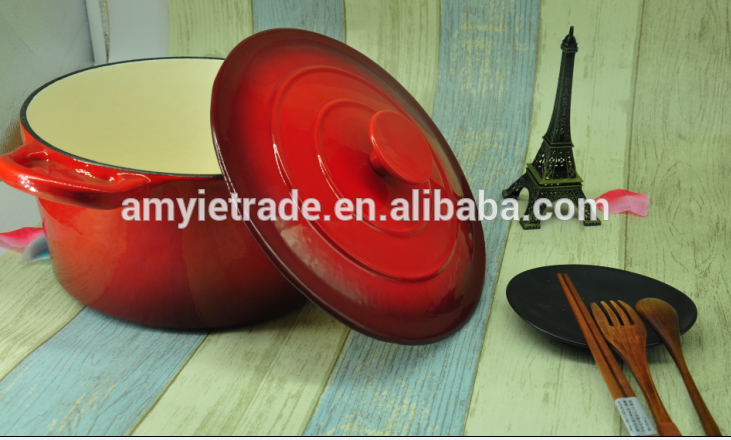 23cm Red Enamel Cast Iron Casserole/Pot,Enamel Cast Iron Cookware
