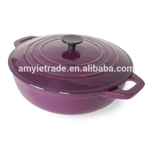 Factory best selling Non-stick Cast Iron Skillet - European Enamel Coated Cast Iron Cookware, 4.5 Quart Purple Cast Iron Casserole – Amy