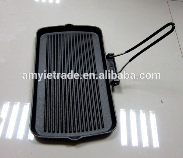 OEM/ODM Manufacturer Surgical Steel Cookware In India - Cast Iron Grill Pan With Folding Handle, Cast Iron Griddle Pan – Amy