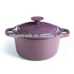 Rapid Delivery for Black Marble Mortar And Pestle - Round Cast Iron Casserole With Enamel Coating, Colored Cast Iron Cookware – Amy