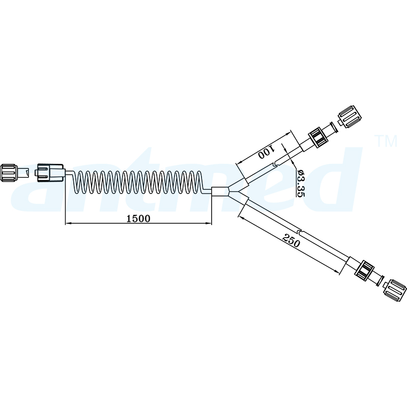 600104 CT spirálová Y-trubka 150 cm s dvojitým zpětným ventilem používaná pro CT vstřikovače