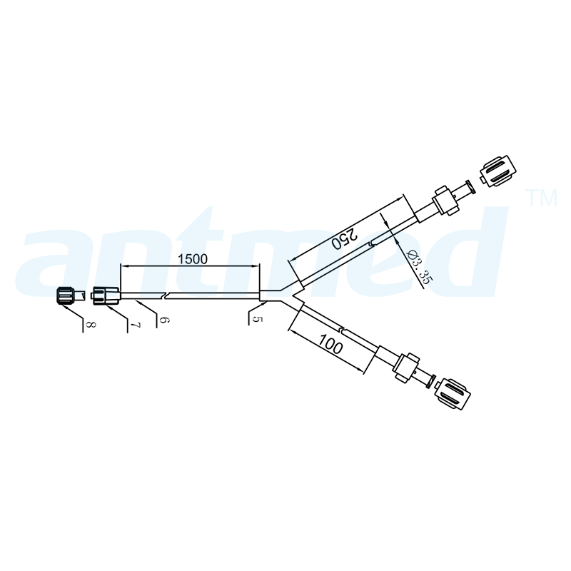 600123 150cm CT Straight Y-Tube with Dual Check Valves used for CT Injectors