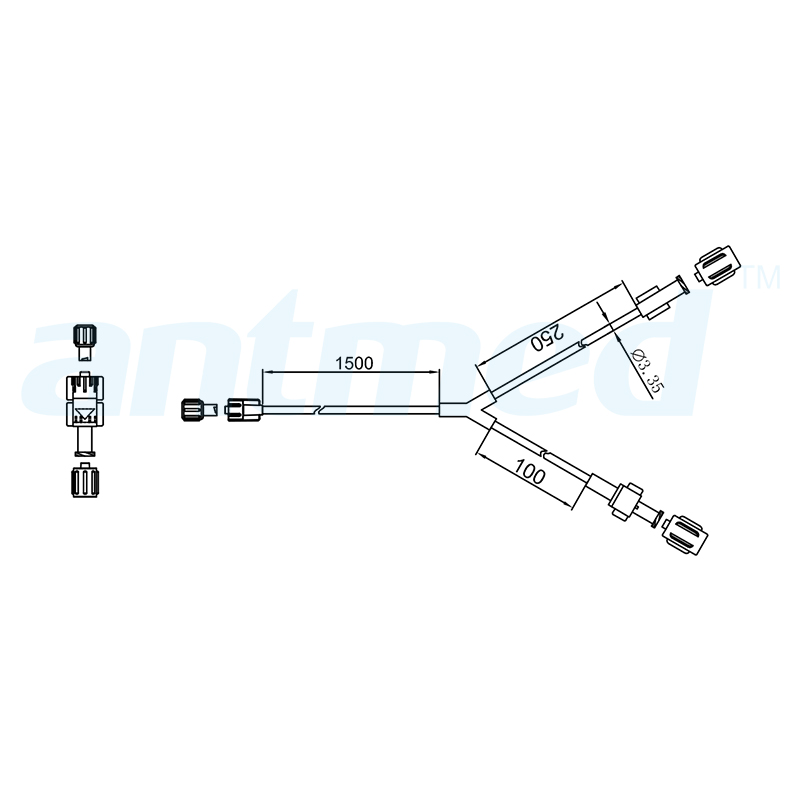 600124 150cm CT Straight Y-Tube b'Single Check Valve użat għal CT Injectors