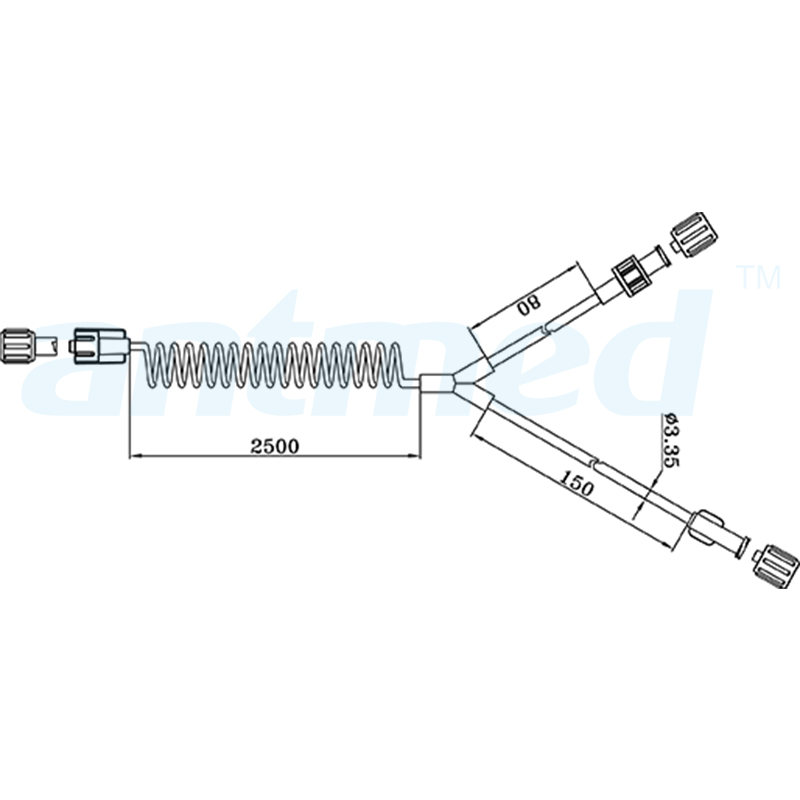 680301 MR инжекторлары үшін пайдаланылатын жалғыз тексеру клапаны бар 250 см MR орамды Y-түтік