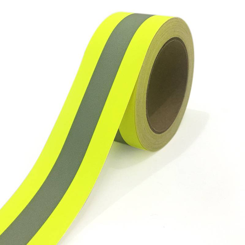 2 x 16 High Visibility Fluorescent Yellow Reflective Flame Fire Retardant FR Fabric Tape Sew on