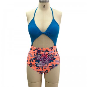 Free sample for Tie Dye Bathing Suit - Custom High Cut Leg Bottom Womens Sexy Two Piece Bikini Bathing Suit – baishiqing