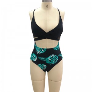 2020 Good Quality Men\’s Swimwear - Sexy V Neck Front Over Shoulder Straps One Piece Ladies Bikini Set – baishiqing