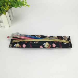 Slim fit PU leather cartoon pencil pouch zipper closure with elastic band for book notebook pencil holder