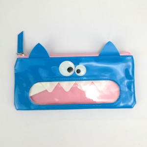 kids reusable funny faced monster cartoon pencil pouch PVC zipper bag small toys holder