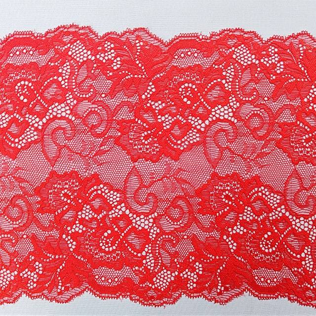 Good Quality Collar Lace Trim - fashion hot sale 18cm red color sexy broad lace trim for woman lingerie and underwear – Bailong Lace