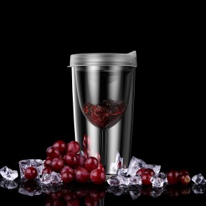 Factory Price Fancy Disposable Glasses - Amazon best seller 10oz plastic wine glass transparent wine tumblers double wall insulated wine cups with lid – Charmlite