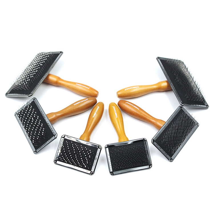 Hot sale Dog Brush For Long Hair - wooden handle soft slicker brush – Kudi