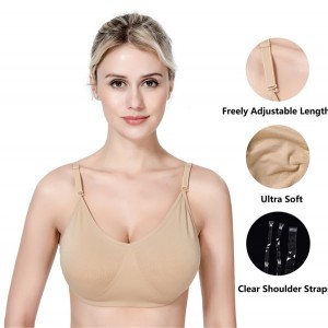 DANSHOW Professional Ballet Dance Bras for Women and Girls Seamless Convertible Freebra with Adjustable Clear Straps No Sponge for Party Show Performance