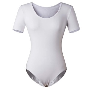 DANSHOW Womens Bodysuits Adult Basic Short Sleeve Scoop Neck Tops