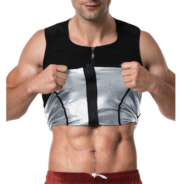 DANSHOW Mens Polymer Sauna vest Slimming Tank Top Waist Trainer Shirt with Zipper Featured Image