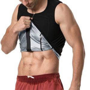 DANSHOW Mens Polymer Sauna vest Slimming Tank Top Waist Trainer Shirt with Zipper