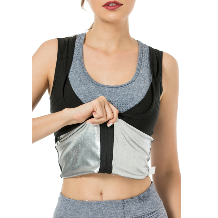 DANSHOW Womens Polymer Sauna Vest Sweat Tank top Weight Loss Shirts with Zipper Featured Image