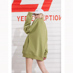 2021 autumn winter Hip hop women streetwear pullover half zipper turtleneck oversized hoodie with fleece