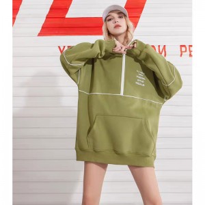2021 autumn winter Hip hop women streetwear pullover half zipper turtleneck oversized hoodie with fleece
