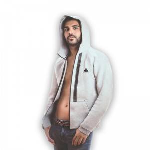 Outwear hoodie with waterproof zipper for men