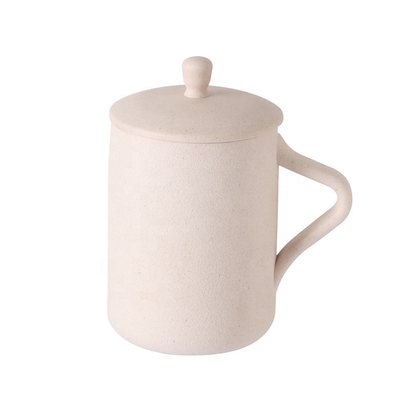 Wholesale Price Wheat Straw Shampoo Bottle - Creative thickened bamboo fiber coffee cup pure color fashionable home mug with cover handle anti hot cup – Naike