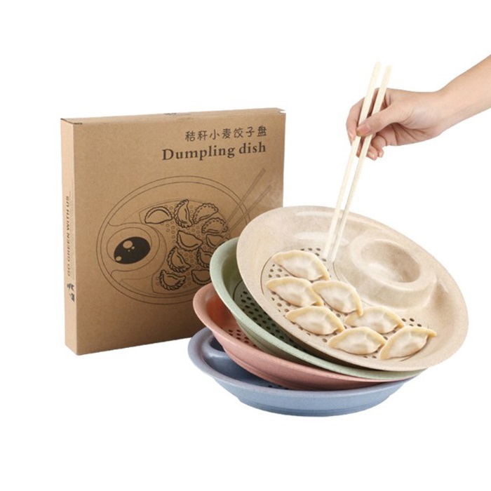 Manufacturer for Bamboo Fiber Bowl Baby - Custom eco-friendly reusable biodegradable creative wheat straw dumpling plate double layer with mesh leakage – Naike