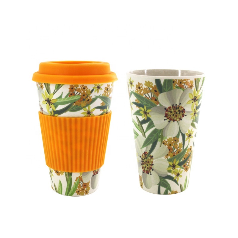 High quality anti wear bamboo fiber coffee cup cartoon safety anti hot environmental protection mug